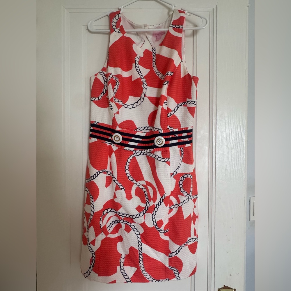 Lilly Pulitzer Red and White Dress with Nautical Print - Picture 3 of 5
